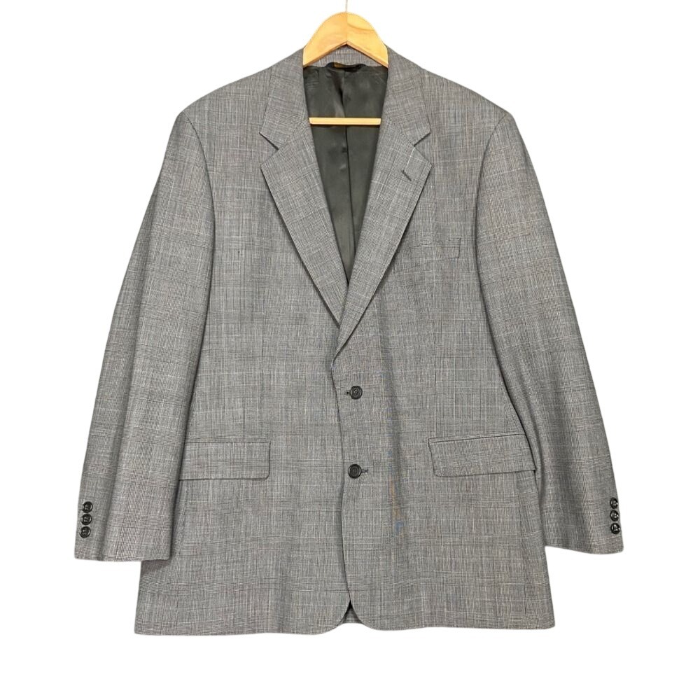 Brooks Brothers Brooksease Blazer Mens 43R‎ Gray Plaid Wool Blend Sport Coat